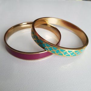 2 PC Solid Brass Purple & Teal Bangle Bracelets